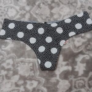 Victoria's Secret Black and White Polka Dot Thong